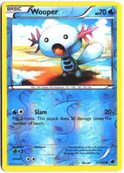Wooper 21/116 Common Plasma Freeze Pokemon Reverse Holo - Image 1