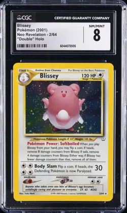 2001 NEO REVELATION POKEMON DOUBLE HOLO #2/64 BLISSEY CGC 8 - Image 1
