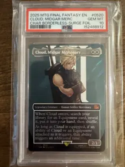 MTG Final Fantasy Borderless Surge Foil Cloud Midgar Mercenary Card 2025 PSA 10 - Image 1