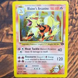 Pokemon Blaine's Arcanine 1/132 Gym Challenge Stage 1 Holo Rare 90 HP Card - Image 1