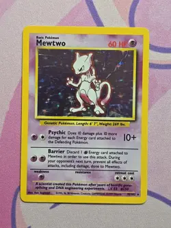 Mewtwo Holo 10/102 Base Set Unlimited Rare Pokemon Card LP+ CLEAN HOLO - Image 1