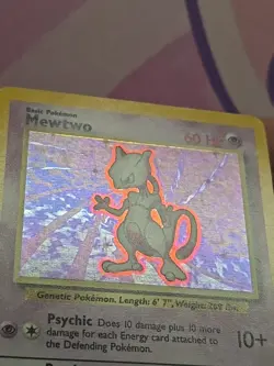 Mewtwo Holo 10/102 Base Set Unlimited Rare Pokemon Card LP+ CLEAN HOLO - Image 3