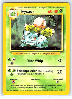 Ivysaur 30/102 Base Set NM or LP Pokemon Card - Image 1
