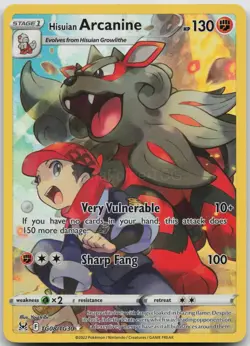 HISUIAN ARCANINE TG08/TG30 HOLO LOST ORIGIN TRAINER GALLERY POKEMON NM/M - Image 1