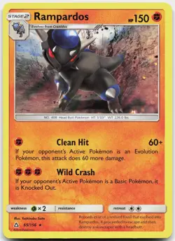 Rampardos 65/156 Holo Rare Ultra Prism Pokemon Holo Near Mint - Image 1