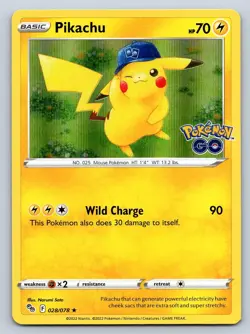 PIKACHU 028/078 HOLO RARE POKEMON GO POKEMON MP - Image 1
