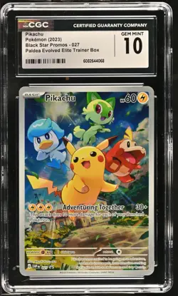 Pokemon GRADED Pikachu 027 Paldea Evolved ETB Black Star Promo 10 CGC ENGLISH - Image 1