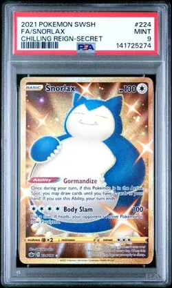 Pokemon Chilling Reign Snorlax #224 Secret Rare Full Art PSA 9 Mint - Image 1