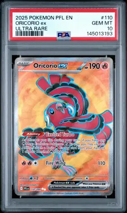 2025 POKEMON PFL EN-PHANTASMAL FLAMES ULTRA RARE #110 ORICORIO EX PSA 10 - Image 1