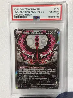 2021 POKEMON SWORD & SHIELD CHILLING REIGN FULL ART/GALARIAN MOLTRES V PSA 10 - Image 1