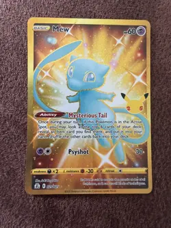 Mew 25/25 Pokemon TCG SWSH Celebrations 25th Anniversary Gold Holo Rare - Image 1