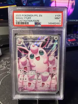 2025 POKEMON PFL EN-PHANTASMAL FLAMES #105 WIGGLYTUFF ILLUSTRATION RARE PSA 9 - Image 1