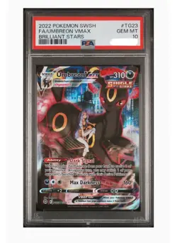 2022 POKEMON SWORD & SHIELD BRILLIANT STARS #TG23 FULL ART/UMBREON VMAX PSA 10 - Image 1