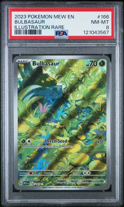 2023 POKEMON MEW EN-151 ILLUSTRATION RARE #166 BULBASAUR PSA 8 - Image 1