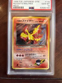 1998 Pokemon Japanese Gym Rocket’s Moltres #146 Holo Rare PSA 10 SWIRL - Image 2