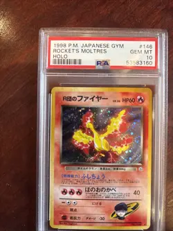 1998 Pokemon Japanese Gym Rocket’s Moltres #146 Holo Rare PSA 10 SWIRL - Image 3