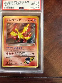 1998 Pokemon Japanese Gym Rocket’s Moltres #146 Holo Rare PSA 10 SWIRL - Image 5