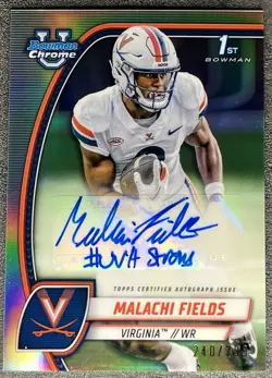 Malachi Fields 2024 Bowman Chrome Prospect Refractor Auto /299 1st RC ND Giants - Image 1