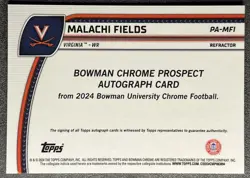 Malachi Fields 2024 Bowman Chrome Prospect Refractor Auto /299 1st RC ND Giants - Image 2