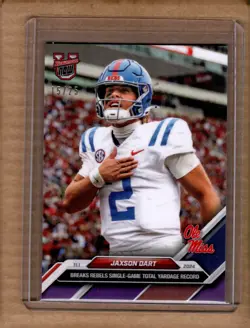 2024 Topps Now Bowman U Football 37 Jaxson Dart Purple /25 Ole Miss Rebels - Image 1