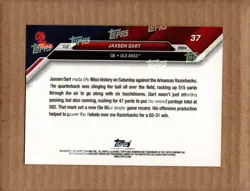2024 Topps Now Bowman U Football 37 Jaxson Dart Purple /25 Ole Miss Rebels - Image 3