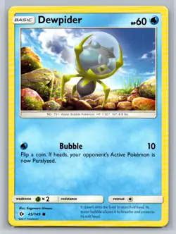 Dewpider #45/149 SM Base Set Common - Pokemon Cards E11 - Image 1
