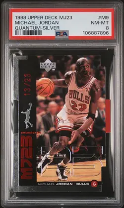Michael Jordan 1998-99 Upper Deck MJ23 Access Quantum Silver #M9 13/23 PSA 8 - Image 1