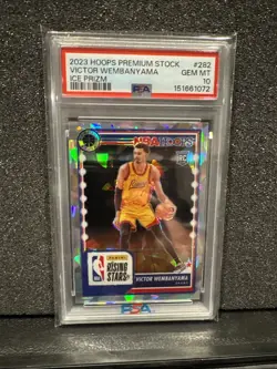 2023 Hoops Premium Stock Victor Wembanyama Ice Prizm PSA 10 Rising Stars #282 - Image 1