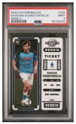 22 Chronicles Contenders Optic KHVICHA KVARATSKHELIA RC Rookie Ticket PSA 9 - Image 1