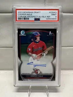 2023 Bowman Draft Cooper Ingle 1st Chrome Black Auto #CDACI /75 Guardians PSA 9 - Image 1