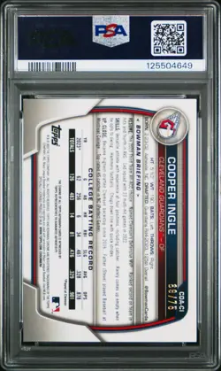 2023 Bowman Draft Cooper Ingle 1st Chrome Black Auto #CDACI /75 Guardians PSA 9 - Image 4