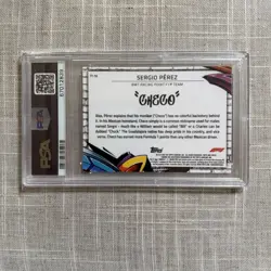 2020 TOPPS CHROME FORMULA 1 TRACK TAGS #10 SERGIO PEREZ TRACK TAGS PSA 10 - Image 2