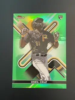 2022 Topps Finest Oneil Cruz Rookie #16 Green Refractor /99 Pirates RC - Image 1