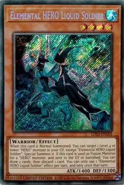 LDS3-EN103 ELEMENTAL HERO LIQUID SOLDIER SECRET RARE 1ST EDITION YuGiOh CARD - Image 1