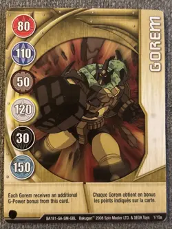 Bakugan Battle Brawlers Gorem 🏅Gold Gate Card 1/15a Subterra - Image 2