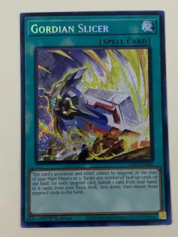 Yugioh Gordian Slicer - 1st Edition Secret Rare NM - Free Holo Card - Image 1
