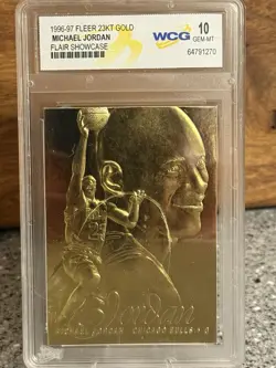 1996-97 Fleer 23KT Gold Michael Jordan Flair Showcase WCG 10 Basketball Card - Image 1