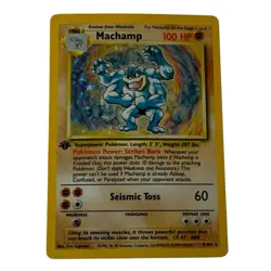 1st Edition! 1999 Pokemon MACHAMP #8/102 Base Set Holo Rare WOTC MP/HP - Image 1
