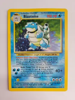 Blastoise Base Set Holo 2/102 LP – Clean Front, Light Warp, Vintage Pokemon - Image 1