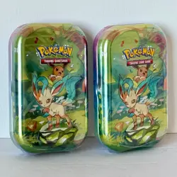 POKEMON TCG 2X SCARLET & VIOLET PRISMATIC EVOLUTIONS LEAFEON MINI TIN SET SEALED - Image 1