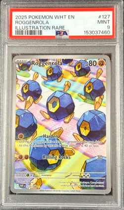 2025 POKEMON WHITE FLARE EN ROGGENROLA ILLUSTRATION RARE #127 MINT 💎 PSA 9 - Image 1