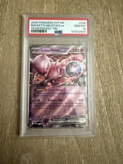 2025 POKEMON SVP EN-SV BLACK STAR PROMO #216 TEAM ROCKET'S MEWTWO EX PSA 10 - Image 1