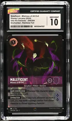 Disney Lorcana GRADED Maleficent Mistress Evil 209 ENC 10 CGC - Image 1