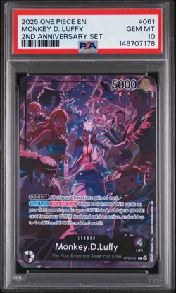 2025 ONE PIECE ENGLISH VERSION 2ND ANNIVERSARY SET #061 MONKEY D. LUFFY PSA 10 - Image 1