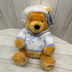 Disney Store Exclusive White Winter Winnie The Pooh Plush Snowflake Sweater - Image 1