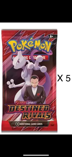 Pokemon 5 x Destined Rivals Booster Packs New & Sealed TCG Cards - Image 1