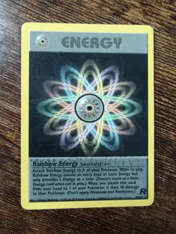 Rainbow Energy 80/82 Team Rocket Non Holo Pokemon Card (INK ERROR) - Image 1