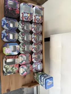Pokemon Tin Lot of 34 Assorted Sizes Empty Metal Tin Card Storage Rocket Go - Image 2