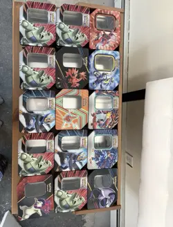 Pokemon Tin Lot of 34 Assorted Sizes Empty Metal Tin Card Storage Rocket Go - Image 4