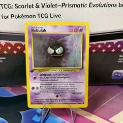 POKEMON Card GERMAN BASE SET 1st Edition NEBULAK Gastly #50/102 Common MINT - Image 1
